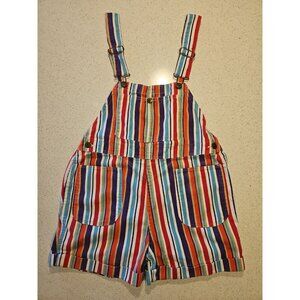 Sanforized Denim Overalls Shortalls Jumper Womens M Funky Striped Vintage USA